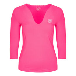Ariana Tech V-Neck Longsleeve Damen - pink, weiß